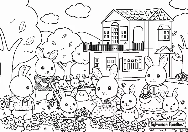 Chocolate Rabbit Family Colouring Sheet